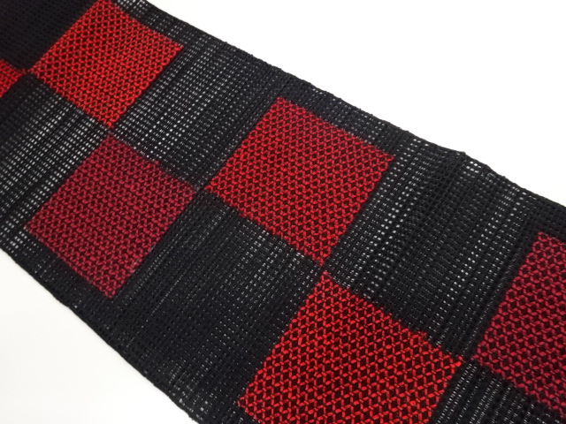 JAPANESE NAGOYA OBI / WOVEN CHECKERED